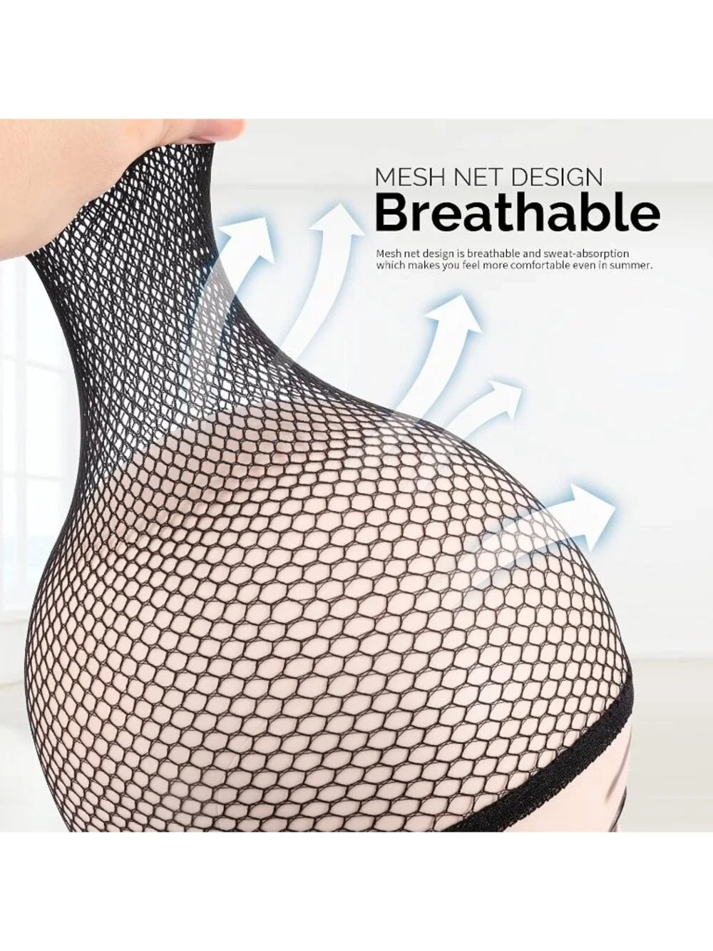 Women's Black 6 Pcs Closed End Hair Mesh Net Liner Weaving Cosplay Wigs Cap